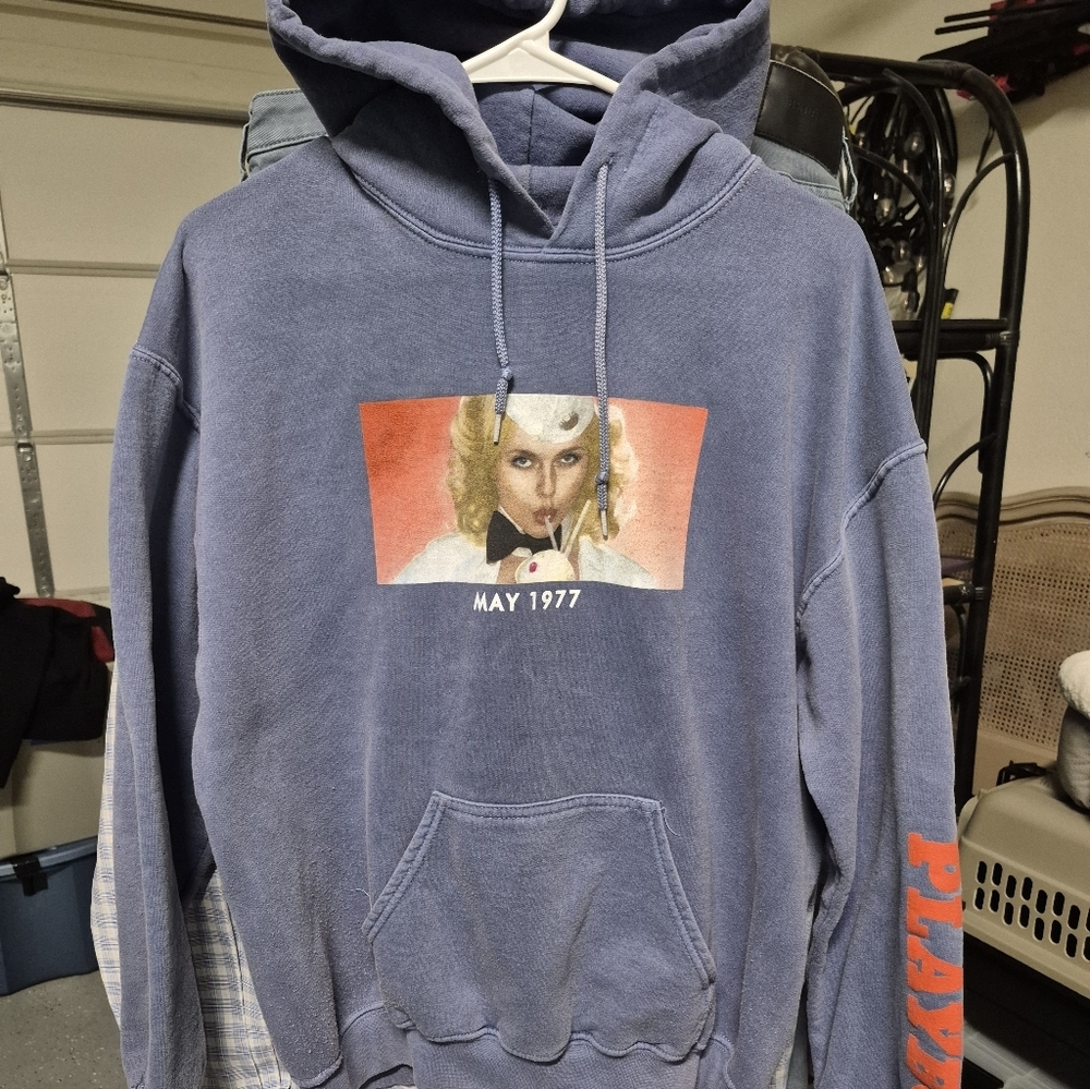 PLAYBOY Blue Graphic Hoodie Size Small
